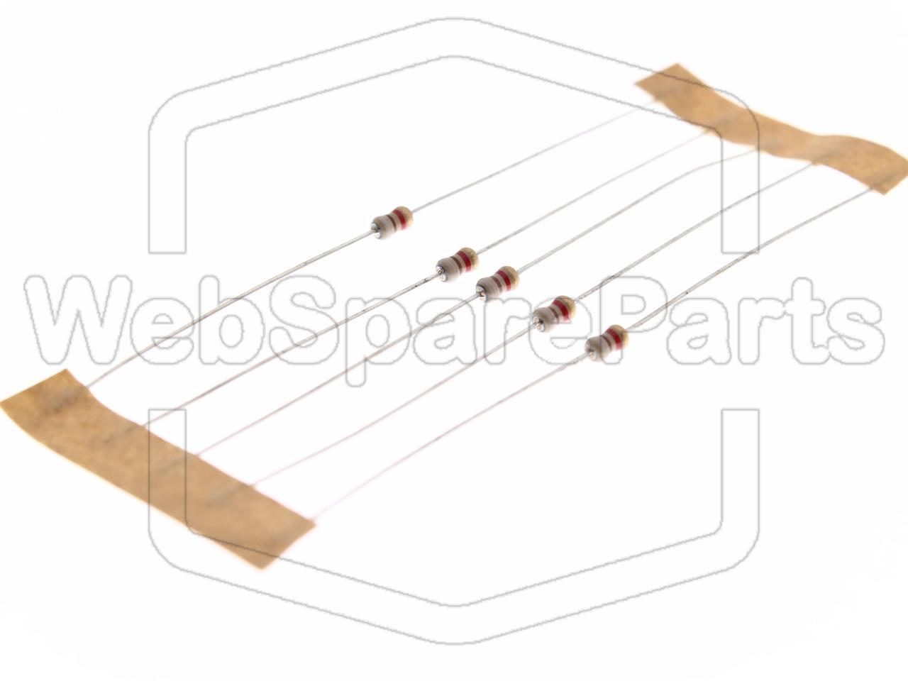 5x Carbon Film Resistance 9.1kR 0.25W ±5% Ø1.85x3.5