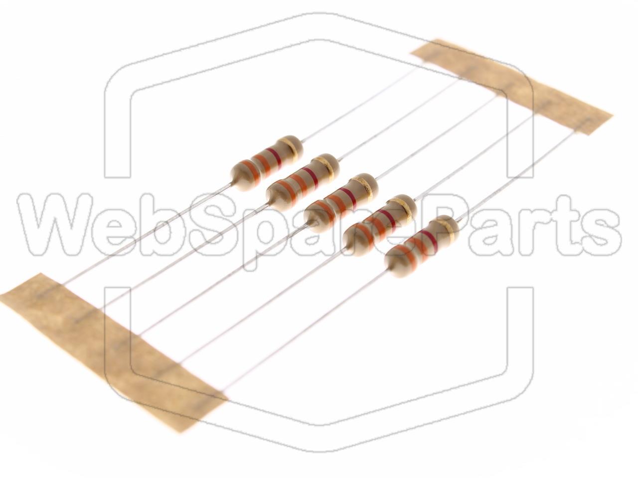 5x Carbon Film Resistance 3.3kR 1W ±5% Ø3.2x9