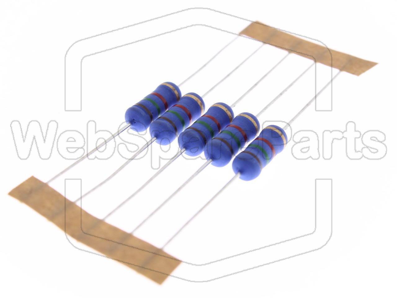 5x Metallic Film Resistance 1.5kR 2W ±5% Ø5x12