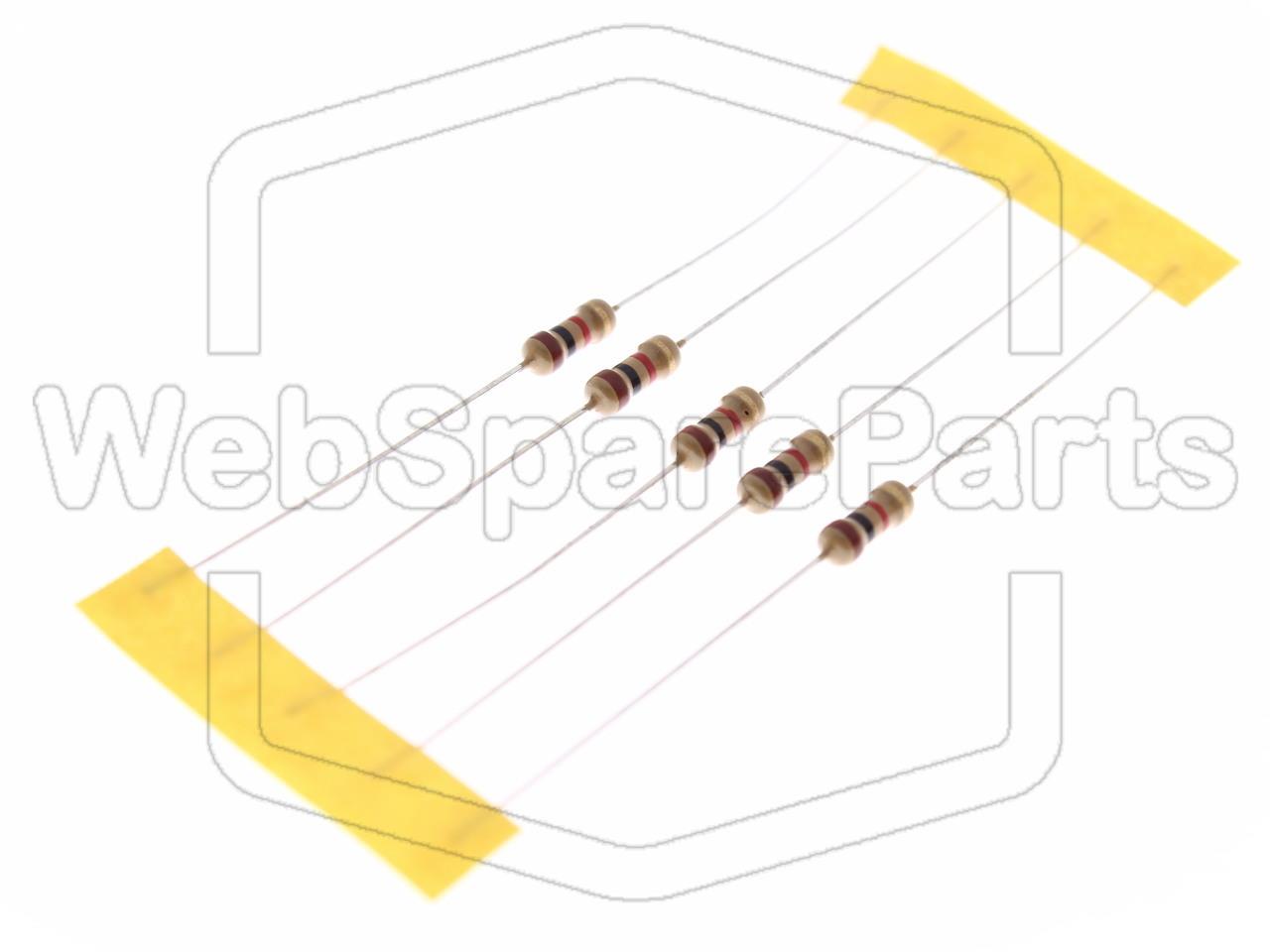 5x Carbon Film Resistance 1kR 0.5W ±5% Ø2.3x6