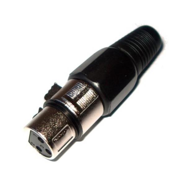 XLR 3-Pin Female Metal Connector Black