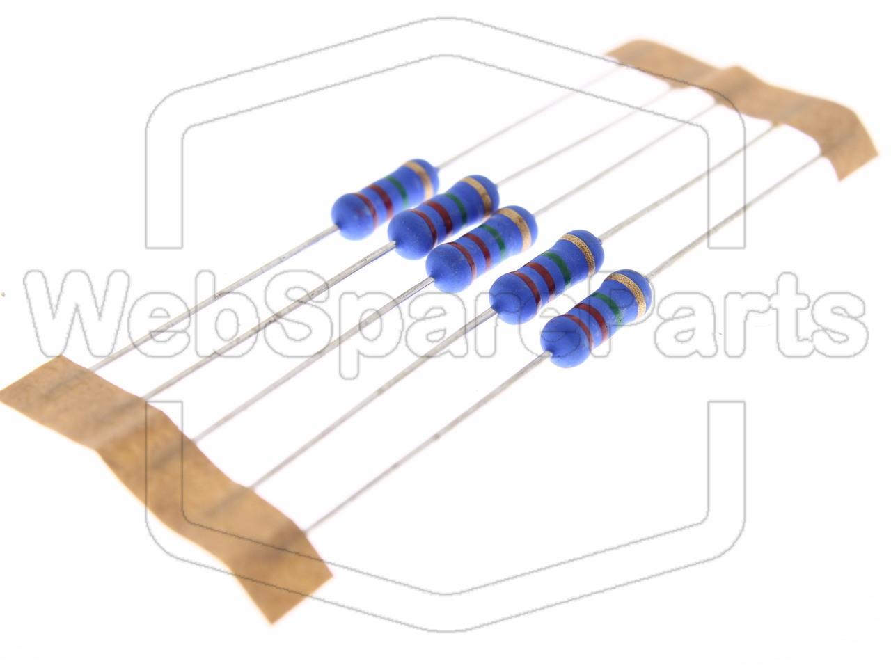 5x Metallic Film Resistance 2.2MR 1W ±5% Ø4x10