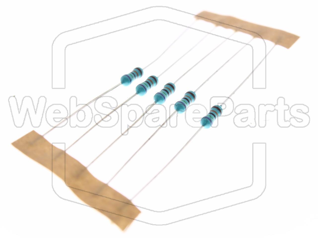 5x Metallic Film Resistance 750kR 0.6W ±1% Ø2.5x6.8