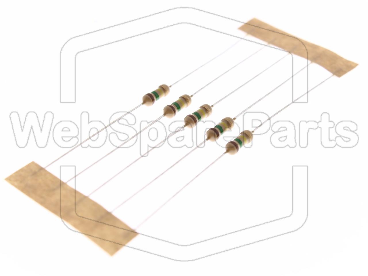 5x Carbon Film Resistance 150kR 0.25W ±5% Ø2.3x6