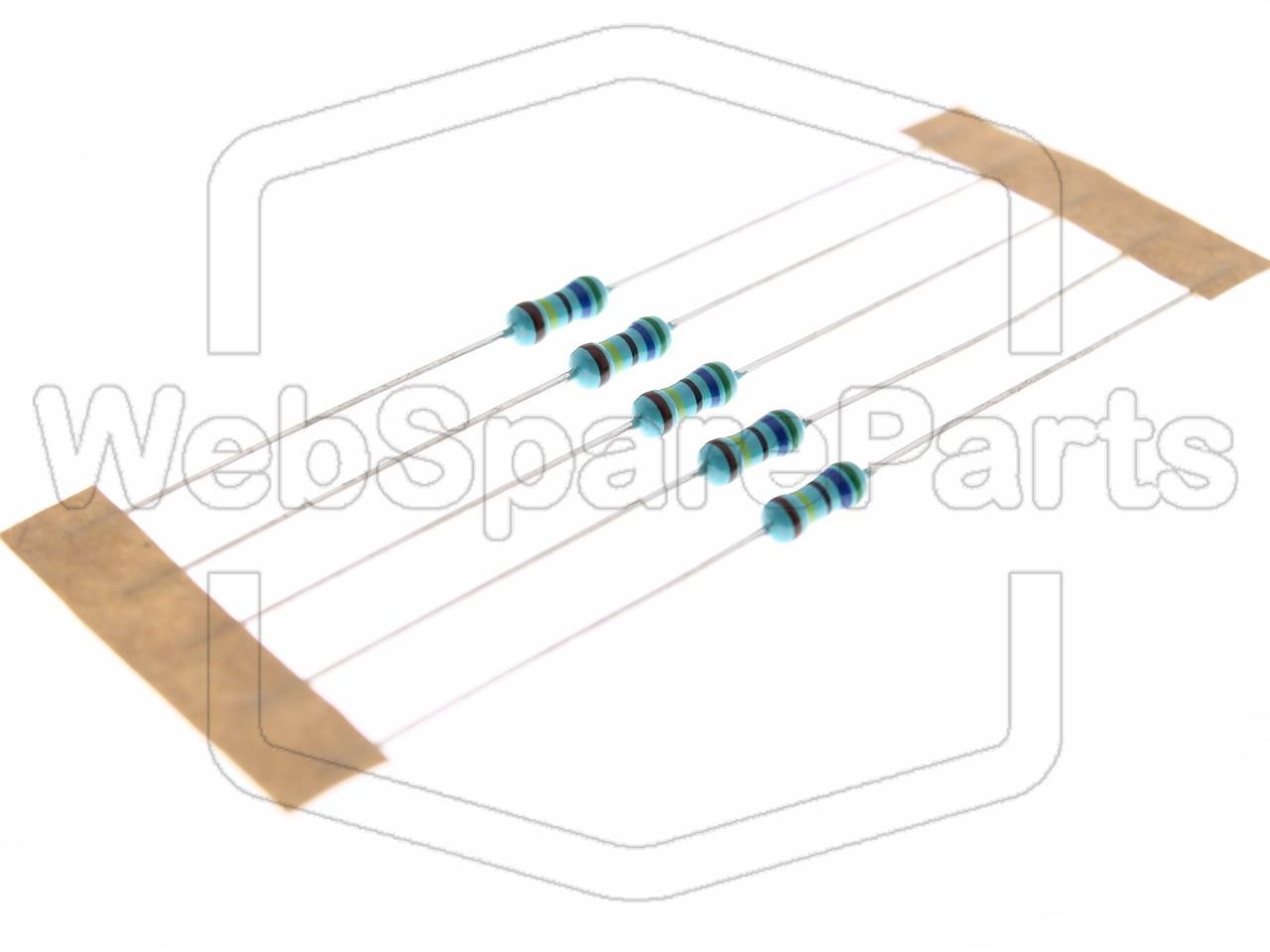 5x Metallic Film Resistance 5.6MR 0.6W ±1% Ø2.5x6.8