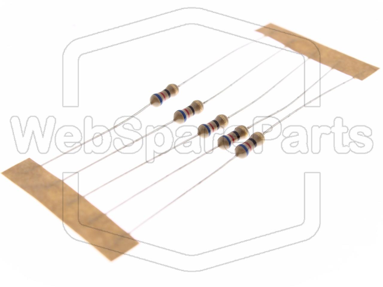 5x Carbon Film Resistance 62R 0.25W ±5% Ø2.5x6.8