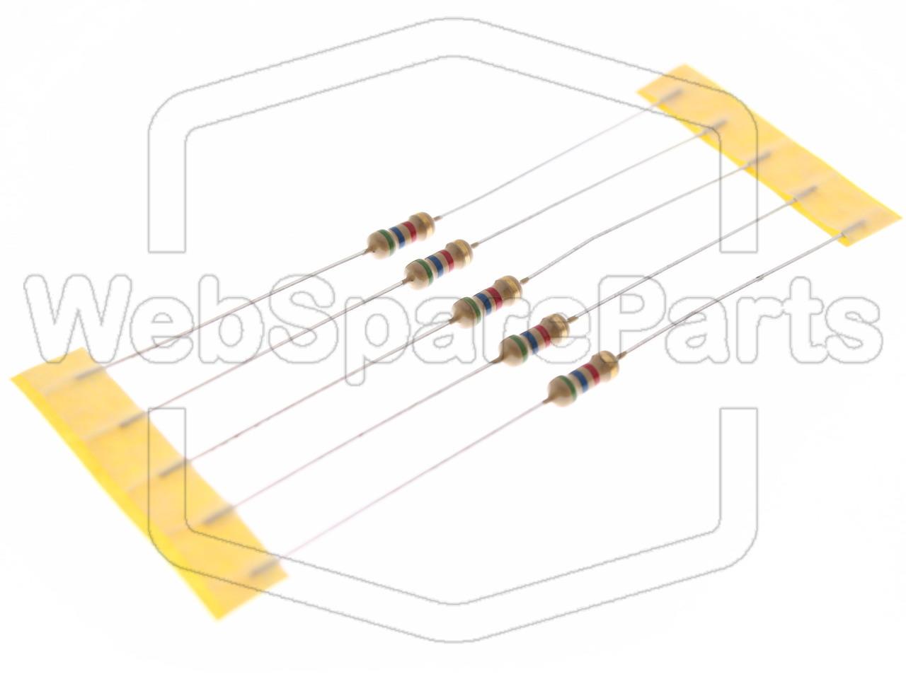 5x Carbon Film Resistance 5.6kR 0.25W ±5% Ø2.3x6