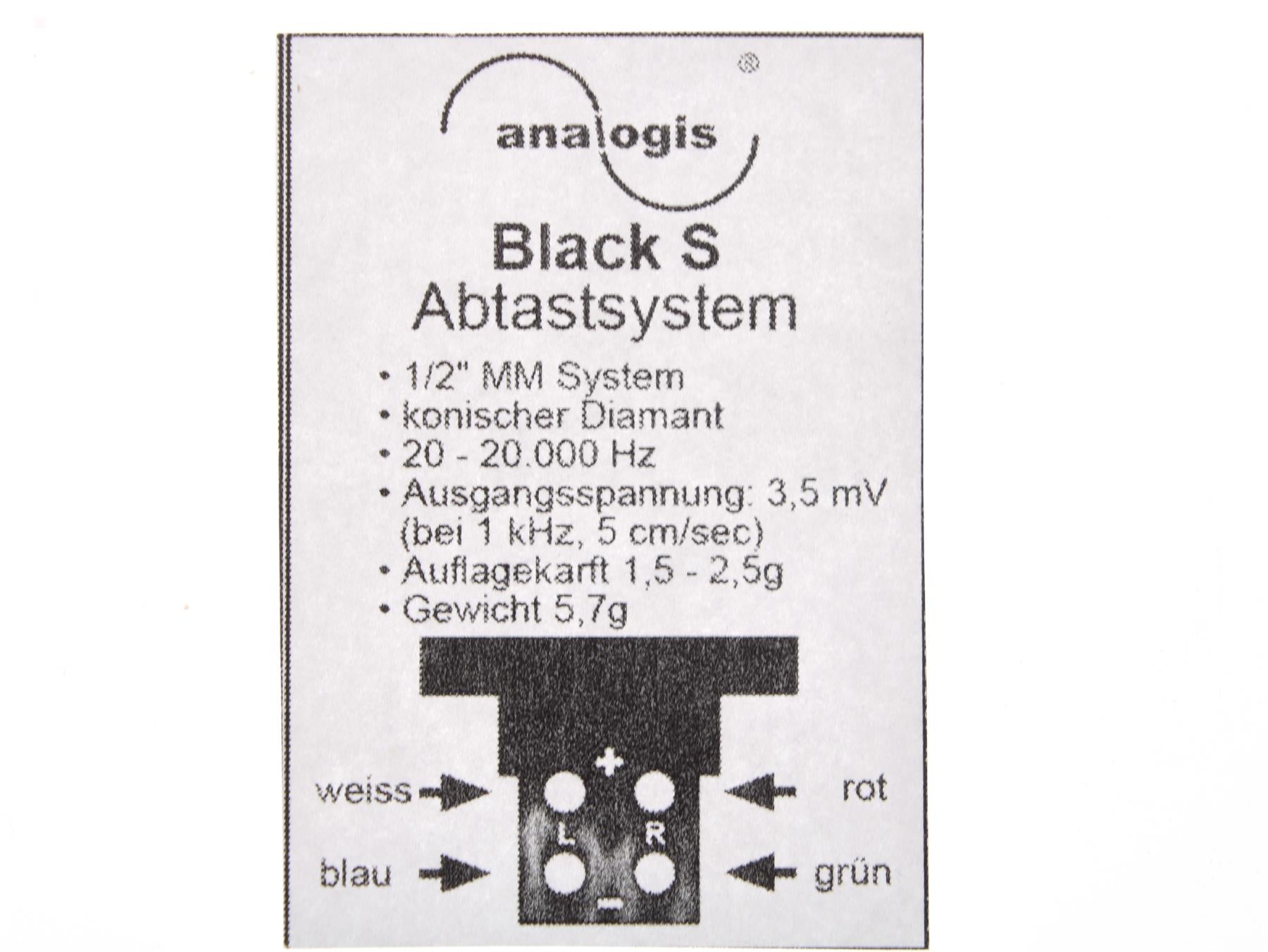 analogis Black S Moving Magnet Cartridge 1/2" – Conical Diamond Stylus, 3.5 mV Output