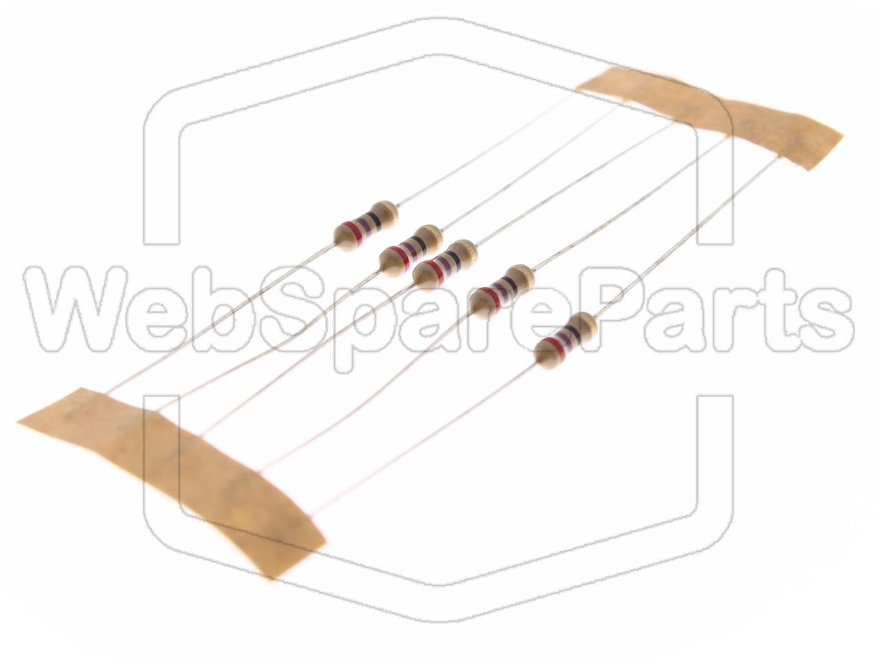 5x Carbon Film Resistance 27R 0.25W ±5% Ø2.5x6.8