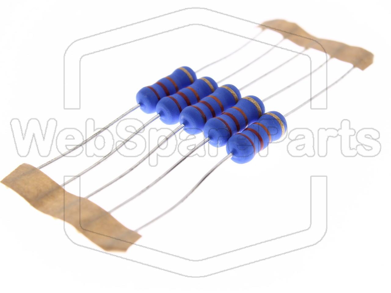 5x Metallic Film Resistance 22kR 2W ±5% Ø5x12