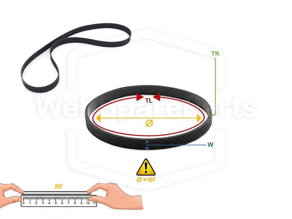 Ø 094.0 mm x 4.0 mm x 0.55 mm Audio Flat Belt
