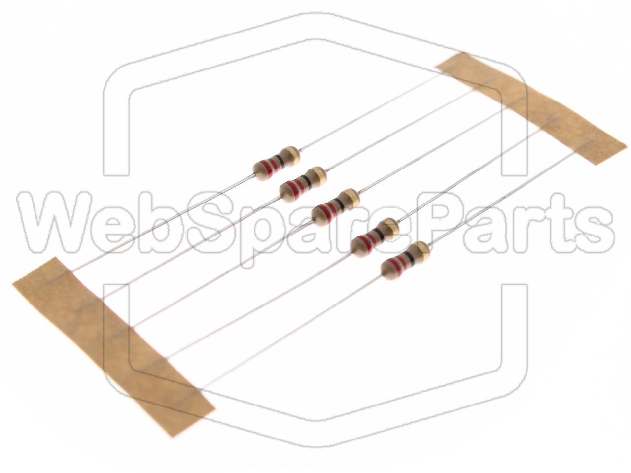 5x Carbon Film Resistance 22R 0.25W ±5% Ø2.5x6.8