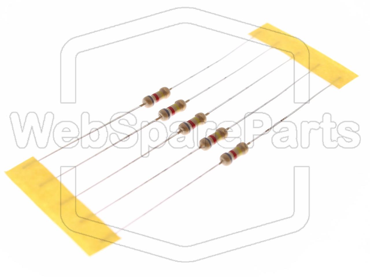 5x Carbon Film Resistance 820kR 0.25W ±5% Ø2.3x6
