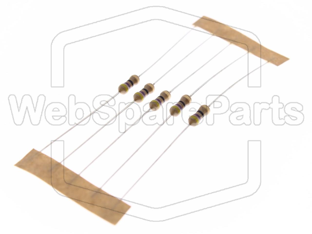 5x Carbon Film Resistance 47R 0.25W ±5% Ø2.5x6.8
