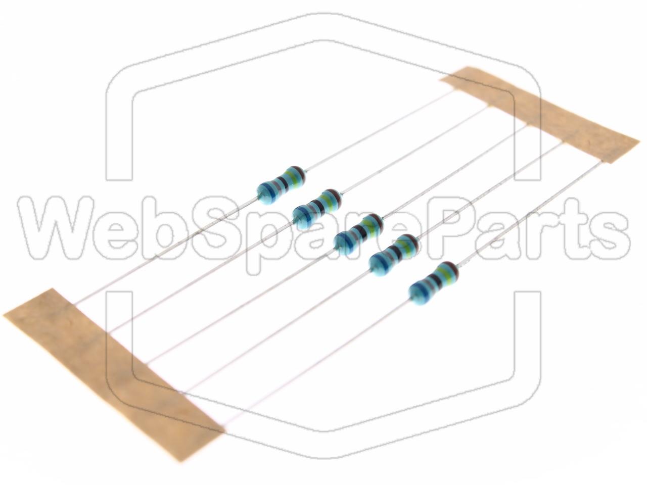 5x Metallic Film Resistance 6.8MR 0.6W ±1% Ø2.5x6.8
