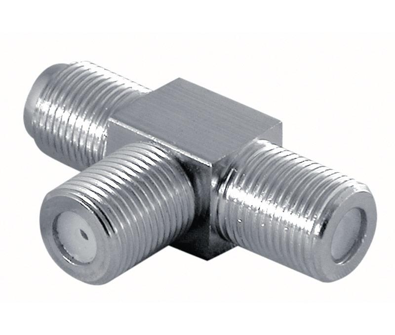 F Type Splitter F-Type Plug Coax Cable 3 Way T-Shape F Female to Dual Female Satellite TV Aeria RG6