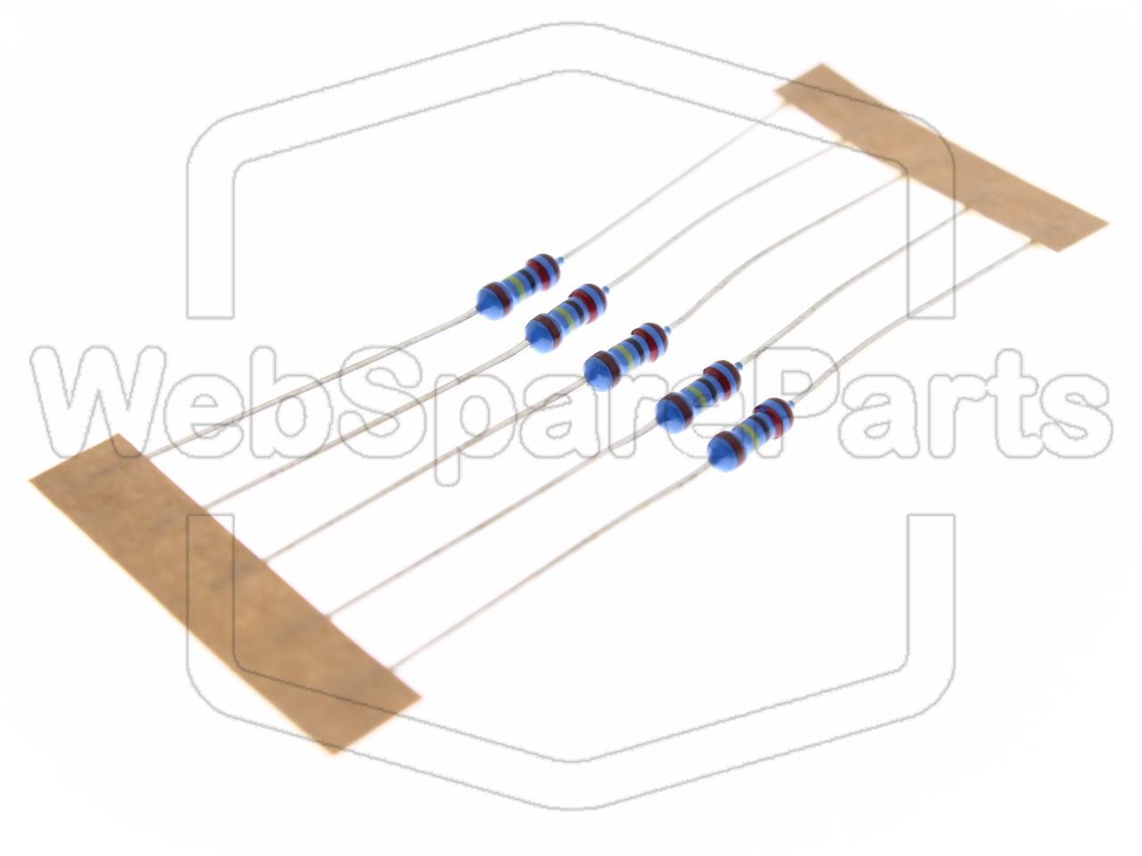 5x Metallic Film Resistance 1.2MR 0.6W ±1% Ø2.4x6.3