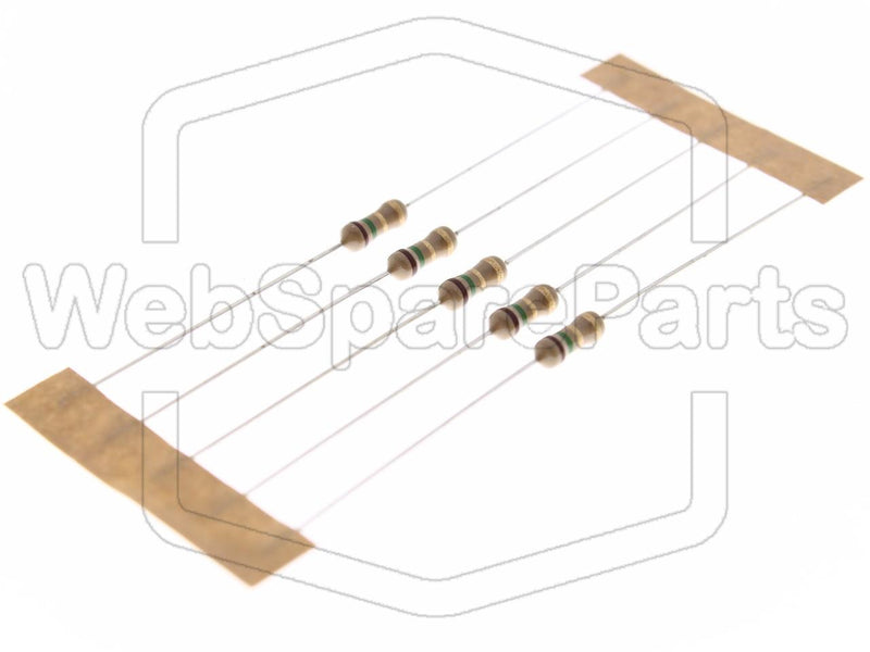 5x Carbon Film Resistance 1.5R 0.25W ±5% Ø2.5x6.8mm