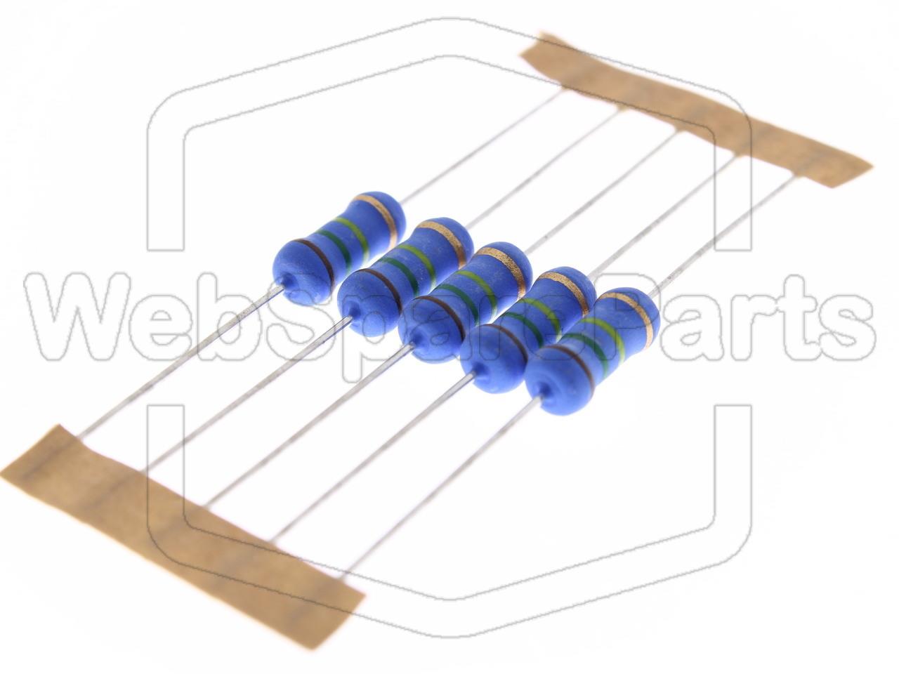 5x Metallic Film Resistance 150kR 2W ±5% Ø5x12