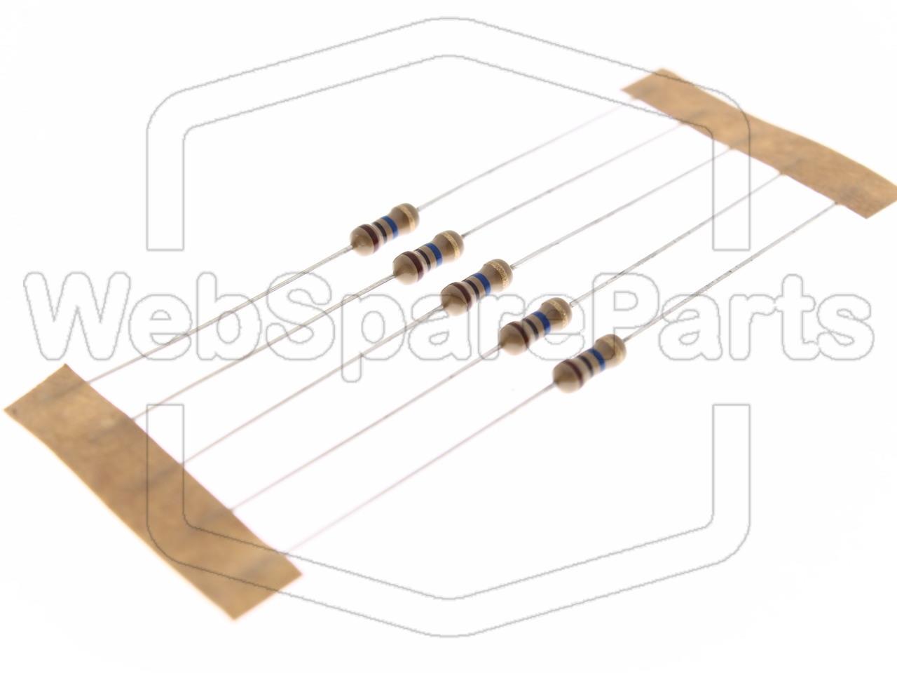 5x Carbon Film Resistance 10MR 0.25W ±5% Ø2.5x6.8