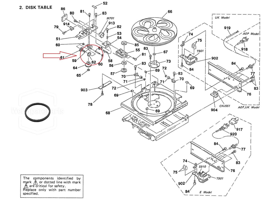 Sony CDP-C500M Curea carusel disc pentru CD player