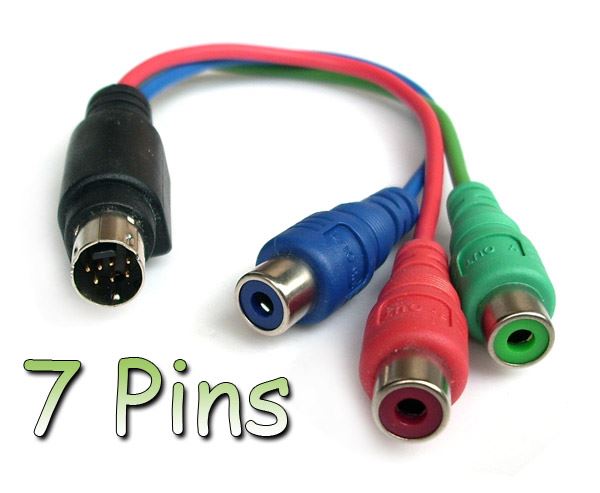 7-Pin S-Video to 3x RCA Female Adapter