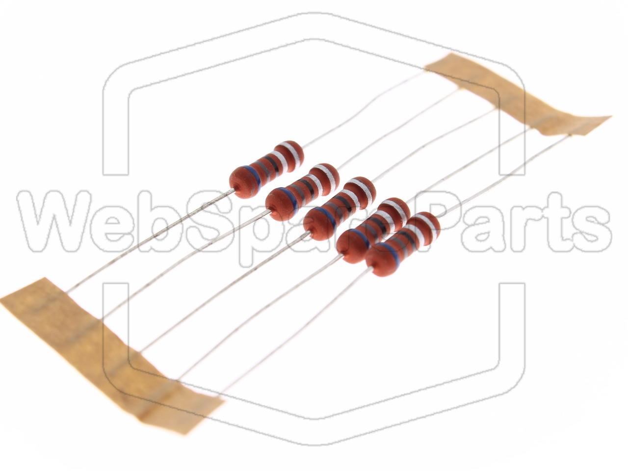 5x Metallic Film Resistance 6.82R 1W ±10% Ø3.5x10